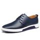 CCAFRET Men Shoes Men Casual Shoes Summer Breathable Leather Holes Design Brand Flat Shoes for Men Driving Shoes Men's Boat Shoes (Color : Blue, Size : 6)