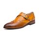 CCAFRET Men Shoes Men's Shoes Brogue Shoes Brown PU Peather Monk Shoes Slip-on Loafers (Color : Yellow, Size : 12.5)