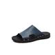 CCAFRET Men sandals Genuine Leather Men Slippers Concise Slides Sandals Man Summer Footwear Sandalias Super Light Beach Sandals Plus Size (Color : Blue, Size : 11)