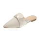 CCAFRET Waterproof sandals for women Mules Shoes Women Slippers Closed Pointed Toe Pu Leather Flat Heel Shoes Bow Knot Sandals (Color : Beige, Size : 6)