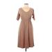 Torrid Casual Dress - Midi V Neck Short sleeves: Brown Marled Dresses - Women's Size Large Plus