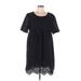 Style&Co Casual Dress Crew Neck Short sleeves: Black Dresses - Women's Size Large