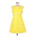 Tory Burch Casual Dress - A-Line: Yellow Jacquard Dresses - New - Women's Size 8