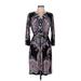 Luxology Casual Dress V-Neck Long sleeves: Black Baroque Print Dresses - Women's Size Medium