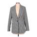 Adrianna Papell Blazer Jacket: Gray Checkered/Gingham Jackets & Outerwear - Women's Size Small