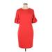 Donna Morgan Casual Dress - Midi: Red Solid Dresses - New - Women's Size 16