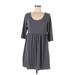 Garnet Hill Casual Dress - Shift: Gray Solid Dresses - Women's Size Medium