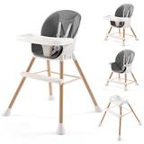 6-in-1 Convertible High Chair for Babies and Toddlers, Baby Feeding Chair with Adjustable Legs & Double Dishwasher Safe Tray,