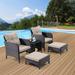 5 Piece Outdoor Patio Furniture Set,All Weather PE Rattan Conversation Chairs with Armrest and Removable Cushions