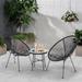 Classic & Functional Patio Bistro Conversation Set with Side Table, Acapulco All-Weather PE Rattan Chair Set