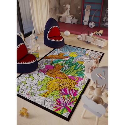 Adult Coloring Book Rug Washable Markers Artist Animal Safari Theme Jungle Scene Her Leopard Decor Rainy Day Activities