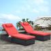 2-Piece Outdoor Patio Chaise Lounge Chair,Lying in bed with PE Rattan and Steel Frame,PE Wickers