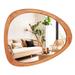 Asymmetrical Mirror, Irregular Wall Mirror for Bathroom, Wall Mirrors Decorative,Wood Framed Walnut Mirror 23.5" H x 19" W