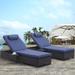 2-Piece Outdoor Patio Chaise Lounge Chair,Lying in bed with PE Rattan and Steel Frame,PE Wickers