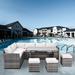 Outdoor Patio Furniture Set,7 Pieces Outdoor Sectional Conversation Sofa with Dining Table,Chairs and Ottomans