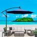 10 ft Outdoor Patio Umbrella Solar Powered LED Lighted Sun Shade Market Waterproof 8 Ribs Umbrella with Crank and Cross Base