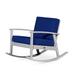 Eucalyptus Rocking Chair with Cushions, Silver Gray Finish, Outdoor Patio Chaise Lounge Chair