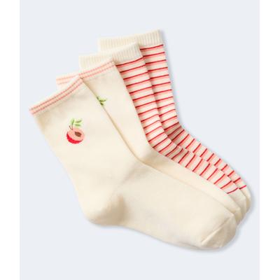 Aeropostale Womens' Peachy Stripe Crew Sock 2-Pack - White - Size ONE SIZE - Cotton