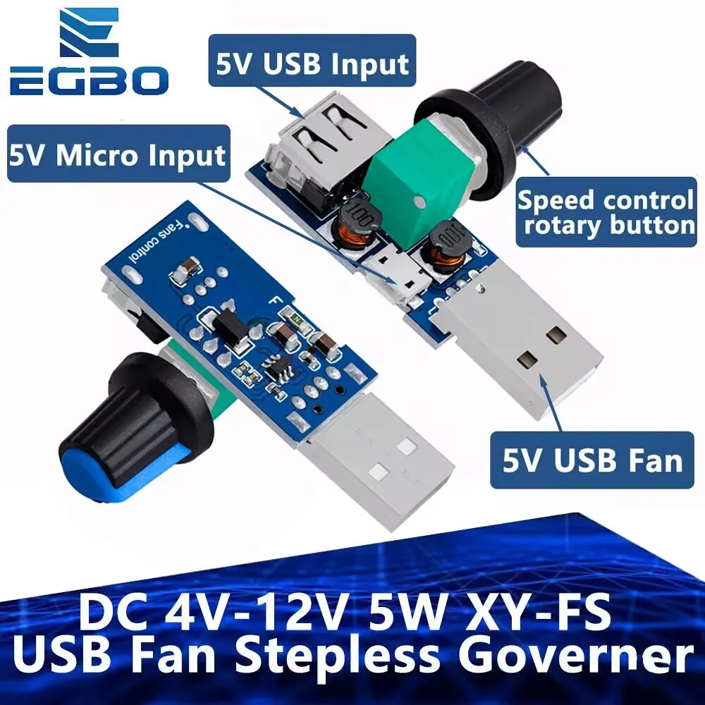 EGBO DC 4V-12V 5W XY-FS USB-Lüfter Stufenloser Regler USB-Lüftergeschwindigkeitsregler Multi-Gear-Hilfskühlwerkzeug Image