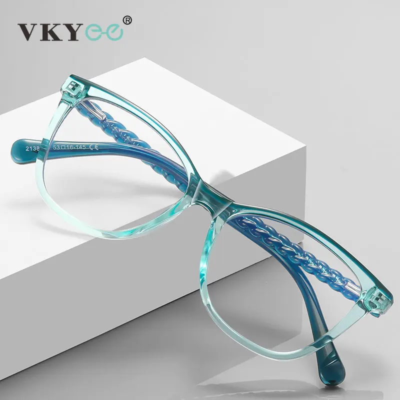 VKYEE Federscharnier Myopie Hyperopie Rezept für Frauen Lesebrille CR39 Anti Blaues Licht Optische Brillengestell PFD2138 Image