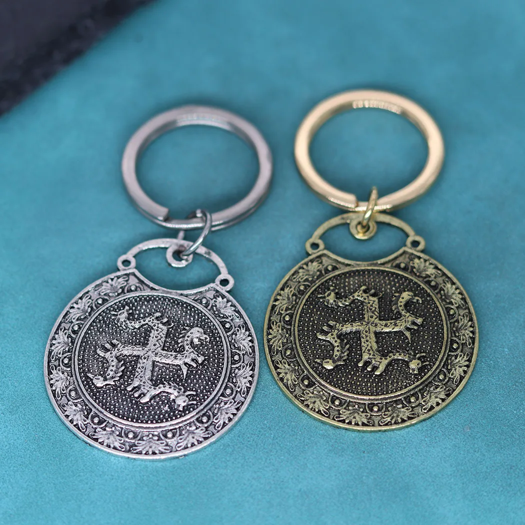 Slawisches Tier Kolovrat mit Pferd Vogel Anhänger Schlüssel bund für Männer Frauen Amulett Talisman Schmuck Geschenk Image
