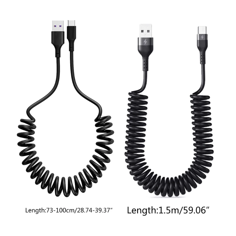 Federförmiges USB-auf-Typ-C-Kabel, 5 A, Typ-C-Ladekabel, verwicklungsfreies Schnellladekabel, leistungsstarkes USB-Typ-C-Kabel Image