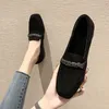 Damenschuhe Schwarz mit Kristallen Damenschuhe Loafer Diamant Strass Rock Koreanische Trends 2024 Neu Täglich Routine Licht Günstig