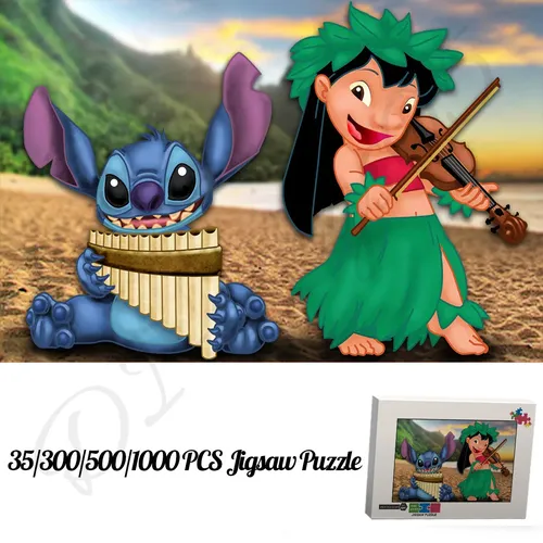 Disney Lilo & Stitch Puzzles 35 300 500 1000 Stück Holz puzzles für Kinder niedliche Zeichentrick