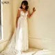 LORIE – robe de mariée en dentelle style bohémien sans manches col en v ligne a fleurs