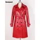 Nerazzurri-Manteau Long en Cuir PU pour Femme Imprimé Crocodile Rouge Brcorporelle Dur