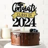 1Pc congratulazioni classe di 2024 Cake Topper congratulazioni Grad Cap tema Diploma per le scuole