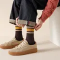 Chaussettes coupe-vent cargo japonaises pour hommes automne hiver rétro à trois barres