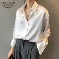 Chemise en satin boutonnée à manches longues pour femmes chemisier vintage chemises de rue