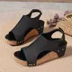 Sandales Romaines Décontractées à Talons Compensés pour Femme Chaussures à Semelle en Caoutchouc