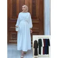 Robe Abaya en lin pour femmes vêtements islamiques pour femmes robe musulmane arabe robe