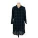 J.Jill Casual Dress - Shirtdress: Teal Plaid Dresses - Women's Size X-Large