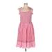Draper James Casual Dress - Midi Square Sleeveless: Pink Checkered/Gingham Dresses - New - Women's Size X-Large