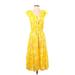 Banana Republic Factory Store Casual Dress: Yellow Tropical Dresses - Women's Size Small