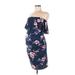 Hello Miz Casual Dress: Blue Floral Motif Dresses - Women's Size Small Maternity