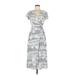 Sienna Sky Casual Dress - Midi: Gray Graphic Dresses - Women's Size Small