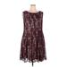 Level Eight Cocktail Dress - DropWaist: Burgundy Floral Motif Dresses - Women's Size 22 Plus