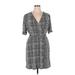 Apt. 9 Casual Dress - Wrap: Gray Grid Dresses - Women's Size X-Large