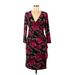 Anne Klein Casual Dress - Wrap: Burgundy Floral Motif Dresses - Women's Size 6