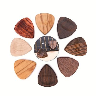 Premium Wooden Guitar Picks - Crafted From Olive, Maple, Walnut & Rosewood - Perfect For Electric, Acoustic & Bass Guitars & Ukuleles