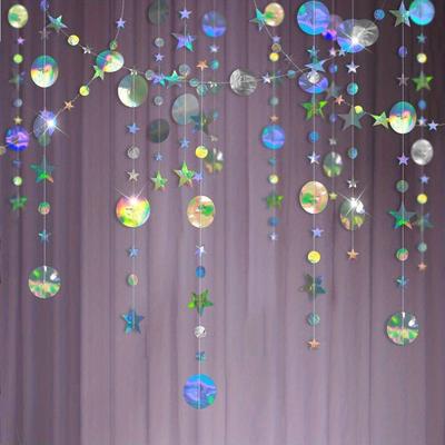 TEMU Twinkle Little Star Garlands - 40ft Iridescent Holographic Streamer Banner For Euphoria Birthday, Ramadan Eid, Graduation, And Disco Parties