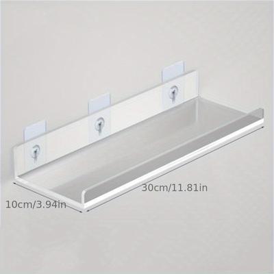 TEMU Vinyl Hanging Shelf, Freestanding, Bathroom, Transparent, , No Drilling Required, No Golden Pipes, With 2 Installation Options, Wall-mounted, Shelves Image