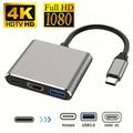 3 In 1 Type C To 4k Connector For Hdtv-compatible Usb 3.1 Charging Adapter Usb C Hub Usb 3.1 Dock Station Splitter For Laptop Macbook Air Pro