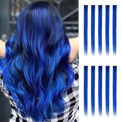 TEMU 10 Pcs Colored Hair Extensions, Christmas New Year Gift Hairpieces For Women Highlight Straight Clip In Hair Extensions Daily Party Costumes Hair Pieces For Women Image