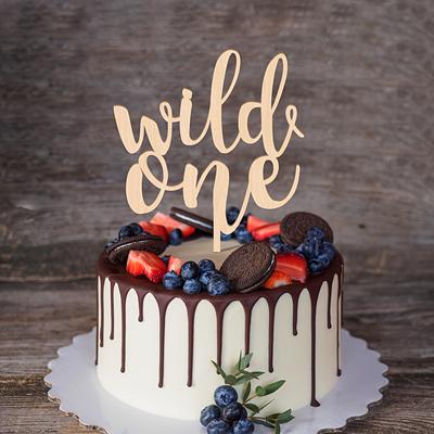 1pc, Wild 1 Cake Topper 1st Jungle Theme Birthday Party Wooden Cake Topper First Birthday Party Decorations
