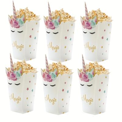6pcs Cute Themed Party Decorations - Popcorn Box And Candy Carton For Birthday Celebrations